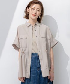 23区 【洗える】ライトシアーマットクロス ミリタリーディティール シャツ