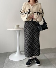 WEGO ラインリボンダブルジップニットパーカー