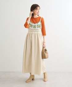 Green Parks ＢＰ　袖口カラーリブ７分袖ニットプルオーバー