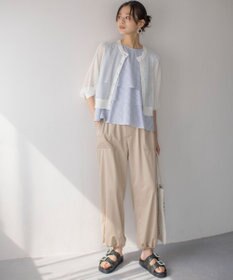 組曲 【WEB限定】コットンレーヨンシャーティングノースリーブ ブラウス