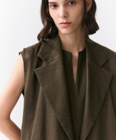 BEIGE， MICA /  リネンブレンドベルト付きジレ