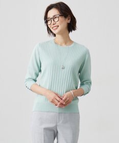 J.PRESS LADIES L 【洗える】Cotton Acetate ストライプ ニット プルオーバー