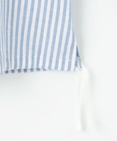 J.PRESS LADIES 【洗える・接触冷感・吸水速乾】麻STRIPE バンドカラー シャツ ブラウス