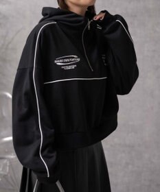 WEGO パイピングハーフジッププルパーカー