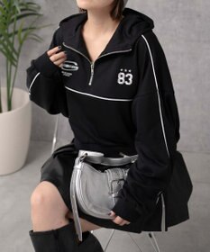 WEGO パイピングハーフジッププルパーカー