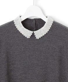 23区 【CLASSY.掲載/洗える】エンブロイダリー ジオメトリックレースコンビ ニット