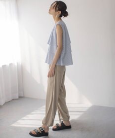 組曲 【WEB限定】コットンレーヨンシャーティングノースリーブ ブラウス