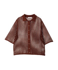 Green Parks メッシュ編み襟付きカーディガン