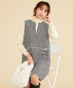 Feroux 【洗える】キーネックミディ ジャンスカ