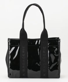 LA BAGAGERIE ソフトエナメル　ロゴテープトートバッグ　Lサイズ