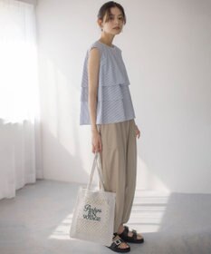 組曲 【WEB限定】コットンレーヨンシャーティングノースリーブ ブラウス