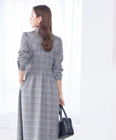 Tiaclasse 【洗える】バンドカラーチェック柄シャツワンピース