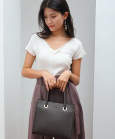 style code  【MERCURYDUO/マーキュリーデュオ】メタルアイレット　両アオリポケット　スクエアハンドバッグ