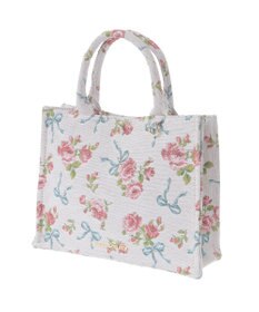 Maison de FLEUR ローズリボン柄ゴブランスクエアトートSバッグ