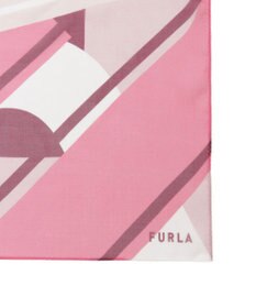 MOONBAT 【シルク100%】FURLA (フルラ) アーチロゴ 幾何学柄 シルクシフォンプリントスカーフ 150cm×35cm 手洗い可能