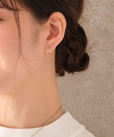 Phoebe 〈シリーズ累計販売10000点突破！〉〈痛くないシリーズ/金属アレルギー対応〉クロスフープクリスタルループフィットイヤリング　ローズゴールド