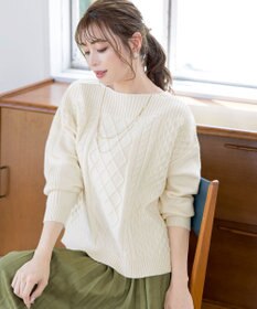 Tiaclasse 【洗える】ケーブル編みドルマンニットトップス