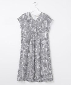 自由区 【洗える・XSサイズあり】モザイクラインプリント ワンピース