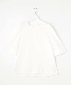 自由区 S 【接触冷感・UVカット・洗える】ストライプコットンハイゲージフレアスリーブ カットソー