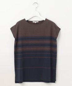 23区 L 【洗える】ランダムボーダー フレンチスリーブ カットソー
