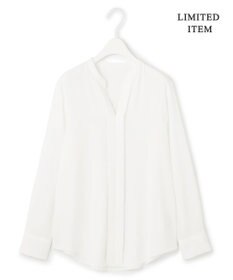 ICB L 【新色追加・WEB限定】BackSatinAmunzen キーネックブラウス