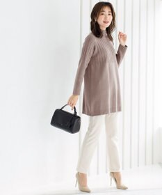 Tiaclasse L 【洗える】もっちり柔らかいハーフリブニットチュニック