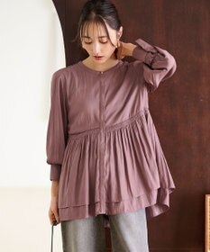 ANY SIS S 【洗える】かさねシャーリング ブラウス