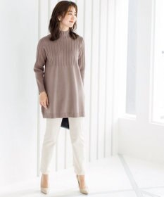 Tiaclasse L 【洗える】もっちり柔らかいハーフリブニットチュニック