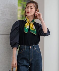 23区 S 【一部店舗限定】コットンポンチコンビジャージー コクーンスリーブ カットソー