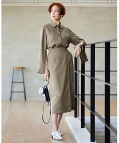 ICB L 【接触冷感・UVケア・速乾・洗える】FluidBackSatin スリットスリーブシャツ