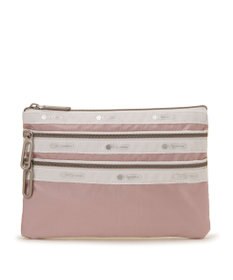 LeSportsac CLASSIC 3 ZIP POUCH/シルバーピンク/ライムライトC