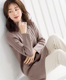 Tiaclasse L 【洗える】もっちり柔らかいハーフリブニットチュニック
