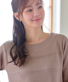 Tiaclasse L 【洗える】リブ切替デザインニットワンピース