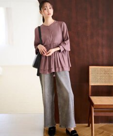 ANY SIS S 【洗える】かさねシャーリング ブラウス