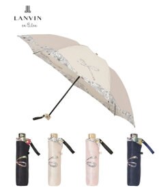 MOONBAT 【簡単開閉】ランバン オン ブルー (LANVIN en Bleu) リボン 花柄 折りたたみ傘 サテンプリント