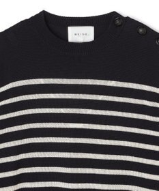 BEIGE， HELIODOR / レーヨンボーダーマリンボタンニット