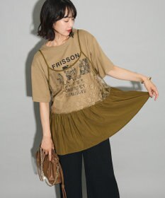Green Parks ＳＥＴ２点フォトＴシャツ＋レースキャミビスチェ