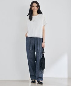 自由区 L 【カタログ掲載】コットンリネンシャンブレーテーパード パンツ