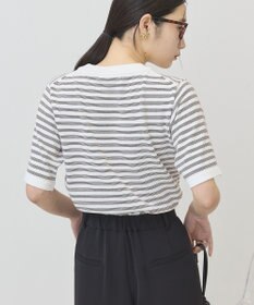 AMERICAN HOLIC ボーダーハーフスリーブニットプルオーバー