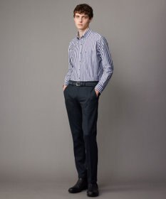 JOSEPH ABBOUD 【キングサイズ・快適な着心地・イージーケア】コンフォートジャージー ストライプ シャツ