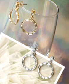 Tiaclasse   カッティングガラスサークルピアス