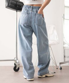 WEGO 刺繍ロゴバレルレッグパンツ