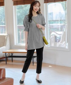 Tiaclasse 【小倉優子さん着用】【洗える】 パフスリーブチュニックブラウス