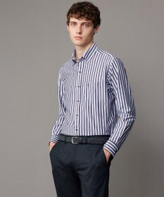 JOSEPH ABBOUD 【キングサイズ・快適な着心地・イージーケア】コンフォートジャージー ストライプ シャツ