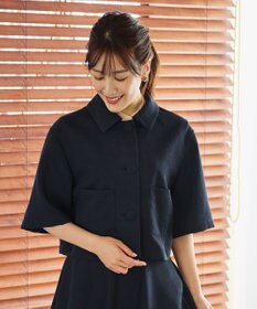 #Newans 【シワになりにくい】〈花乃まりあさんコラボ〉クロップドシャツジャケット