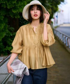 23区 L 【WEB&一部店舗限定カラーあり】ソフトオーガンジー ボリューム ブラウス