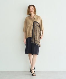 YECCA VECCA スカーフデザインアシメハーフスリーブシャツ