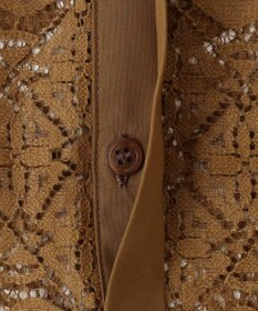 ICB 【洗える】タイルパターンレース バンドカラーシャツ