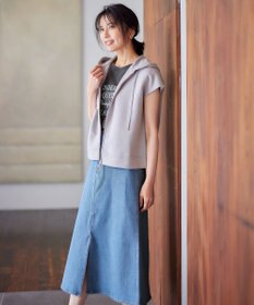 ANY 【洗濯機可能/ストレッチ】フロントスリットデニムスカート