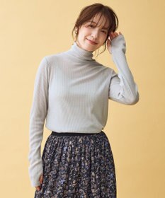 ANY L ウール混リブタートルネックカットソー